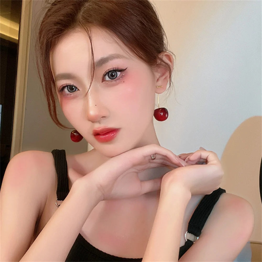 Süße Kirschfrucht Acryl Ohrringe Modische Harz Kirsch Ohrringe für Frauen Kpop Schmuck Trendige Accessoires
