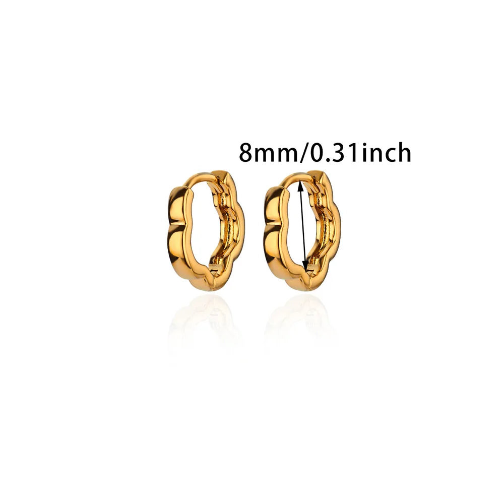 Klobiger Blumen-Creolen-Ohrring für Frauen, Edelstahl, goldfarben, Hochzeit, ästhetischer Ohrring, neues Paar Schmuckzubehör, Geschenk