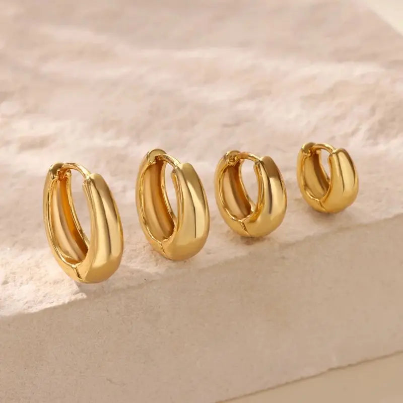 Klassische Creolen für Damen, klobig, Edelstahl, goldfarben, Ohrring, Trend 2025 Neu in minimalistischem Pendientes Schmuck Aretes