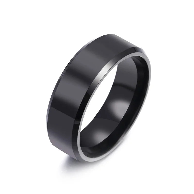Edelstahl Schwarze Ringe für Frauen Eheringe Herren Schmuck Breite 6mm Benutzerdefinierte Gravur Name Logo