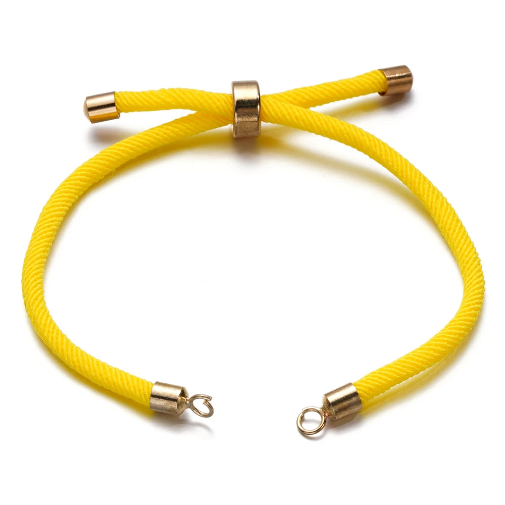 1 Stück Verstellbare Nylon Geflochtene Kordeln Schieber Freundschaftsarmbänder mit Messingkordelende für Schmuckherstellung DIY Zubehör