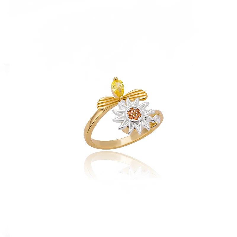 Anti-Stress-Angst-Ring für Frauen, Edelstahl-Sonnenanhänger, Spinner Fidget Fingerringe, 2024 Mode, Geburtstagsgeschenk