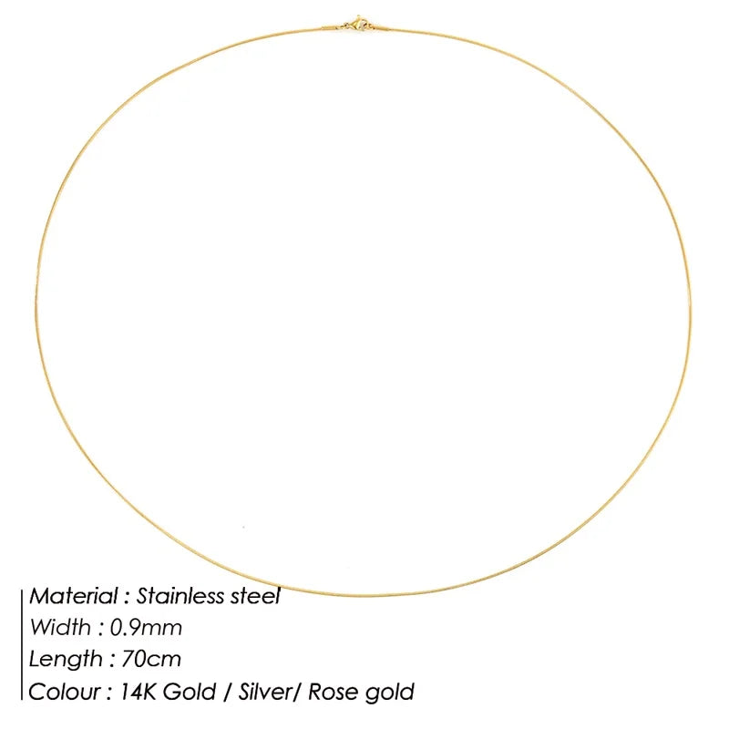 SUNIBI Stainless Steel Necklaces for Women Gold Color Basic Punk Link Chain Necklace Solid Metal Jewelry Wholesale/dropshipping