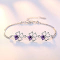 NEU Feine 925 Sterling Silber Lila Kristall Glücksklee Armbänder für Damen Mode Party Hochzeit Accessoires Schmuck 17CM+4CM