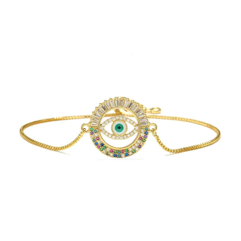 NEWBUY 2026 Trendiges türkisches goldfarbenes Armband mit bösem Blick, verstellbar, AAA-Zirkonia-Pflasterung, Glücksschmuck für Damen, Partygeschenk