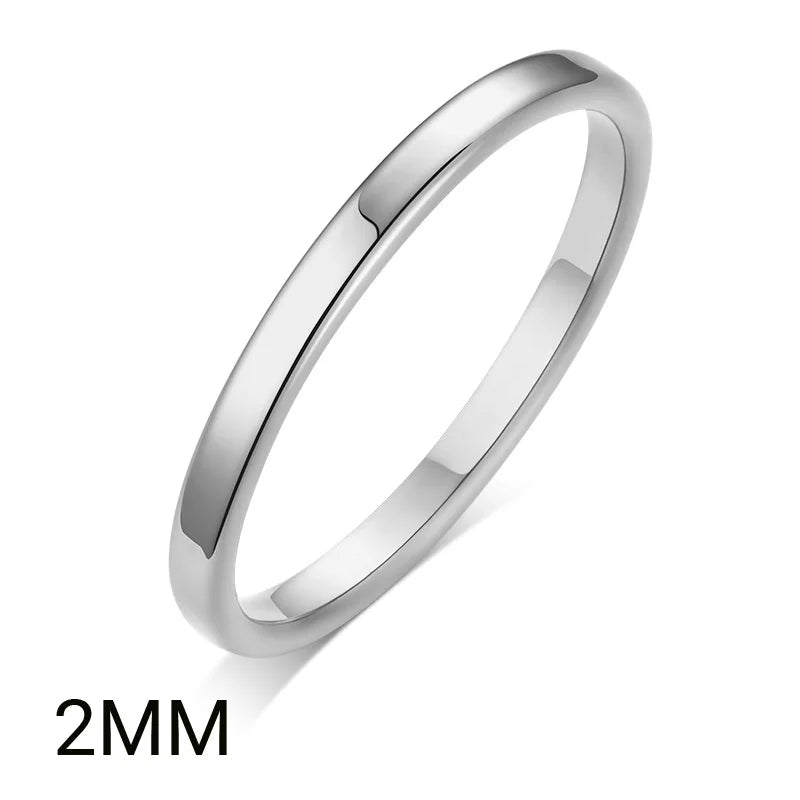 2mm 4mm 6mm 8mm Edelstahl Ehering für Damen Flache Fingerringe Mode Bijoux Femme Verlobungsschmuck