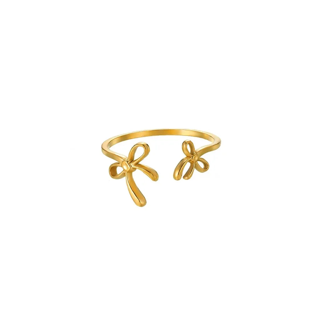 Luxus Zirkonia Schmetterlingsblumenringe für Frauen Edelstahl Goldfarbe Günstiger Ring Mode Hochzeits-Paar y2k Schmuck anillos