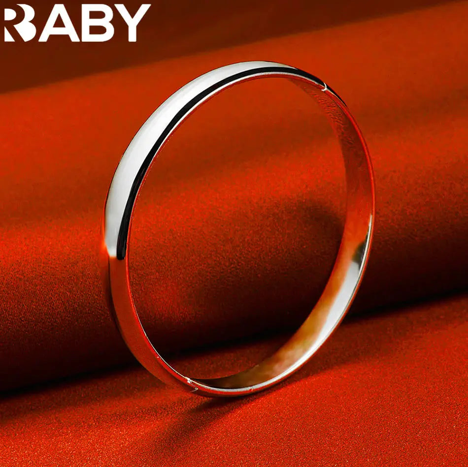 URBABY 925 Sterling Silver Design Round Bangle For Women Creativity Gifts Street All-match Party And Daily Wear