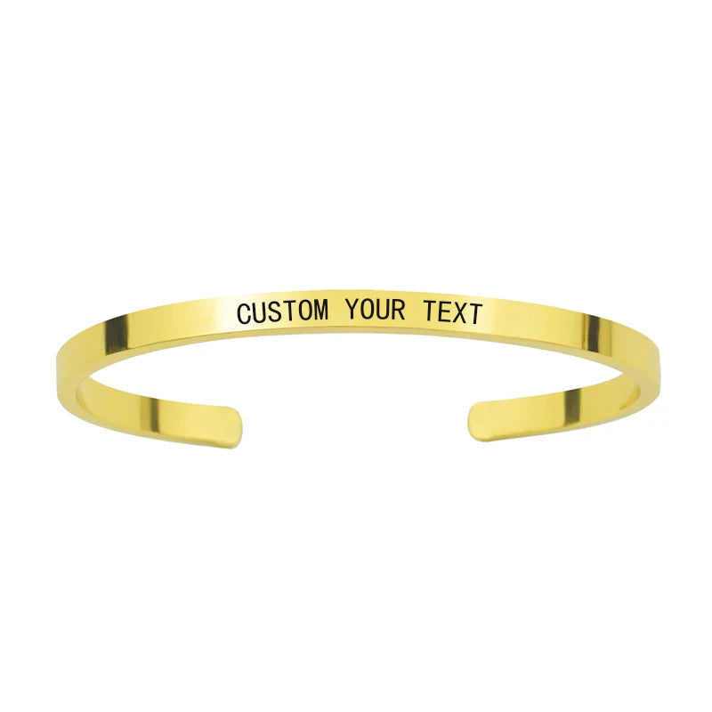 1 St. personalisiertes graviertes Armband aus Edelstahl mit Namen, individuellem Text, Buchstaben, Manschettenarmband für Damen und Herren