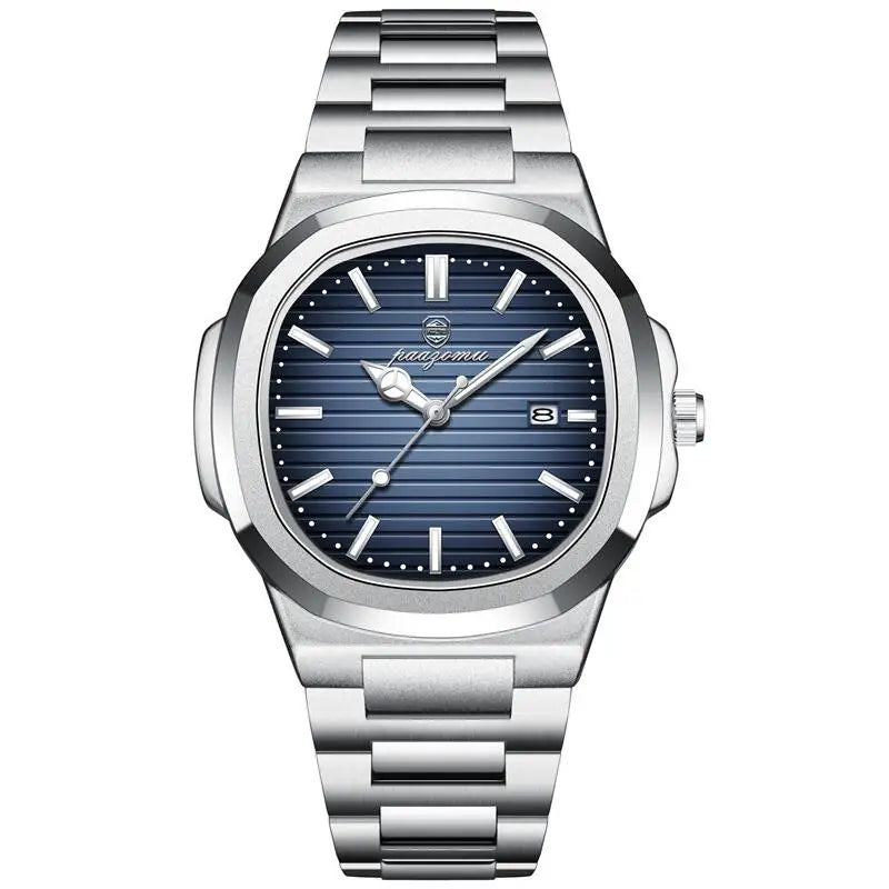 Reloj de pulsera de cuarzo PAAZOMU Business Casual para hombre, impermeable, con manecillas luminosas, correa clásica y duradera, reloj de moda para el trabajo diario