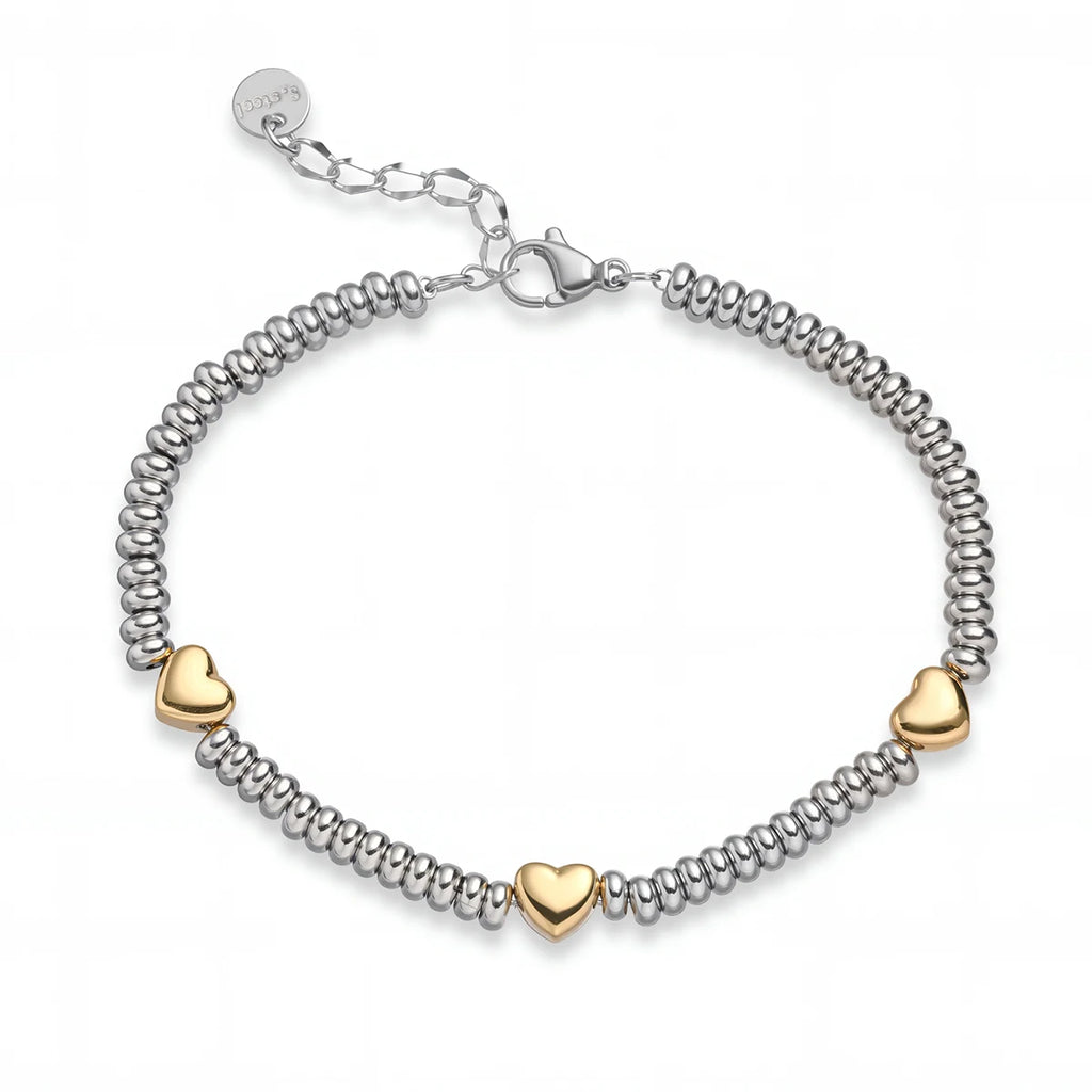 NEWBUY Hot Sale Non-Fading Stainless Steel Jewelry Gold Color Heart/Star Silver Beads Charm Bracelets For Women Wholesale