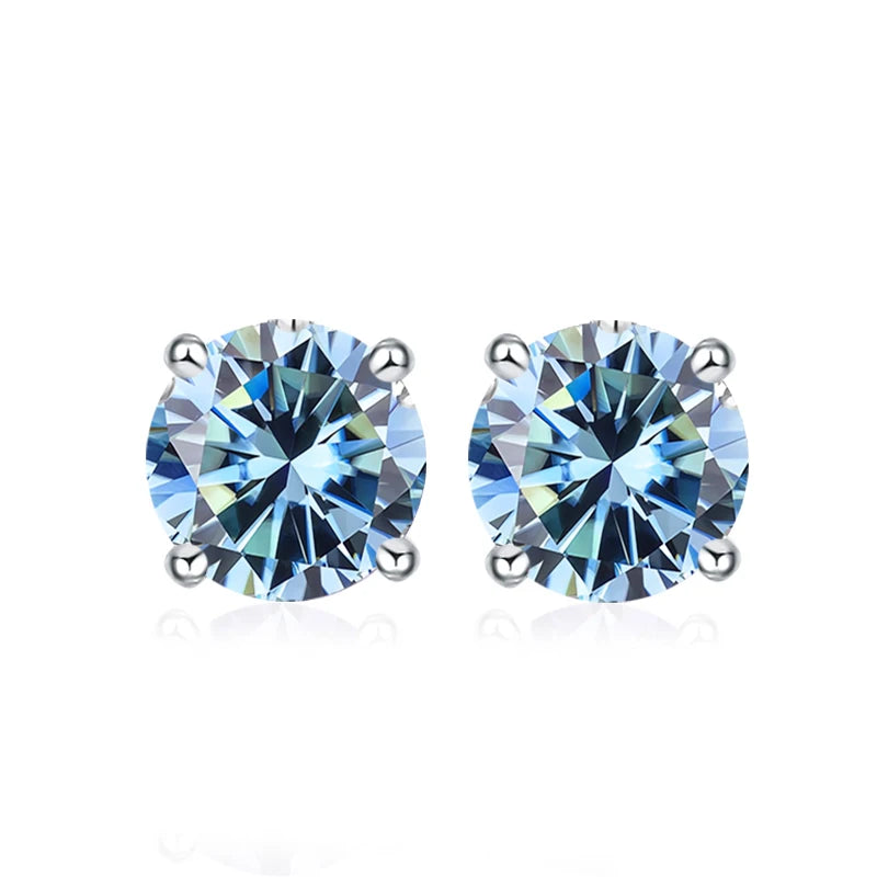 NeeTim Pendientes de Moissanita para Mujer 0.5ct 1ct 2ct Plata de Ley 925 Rosa Negro Azul Gris Brillante Diamante de Laboratorio