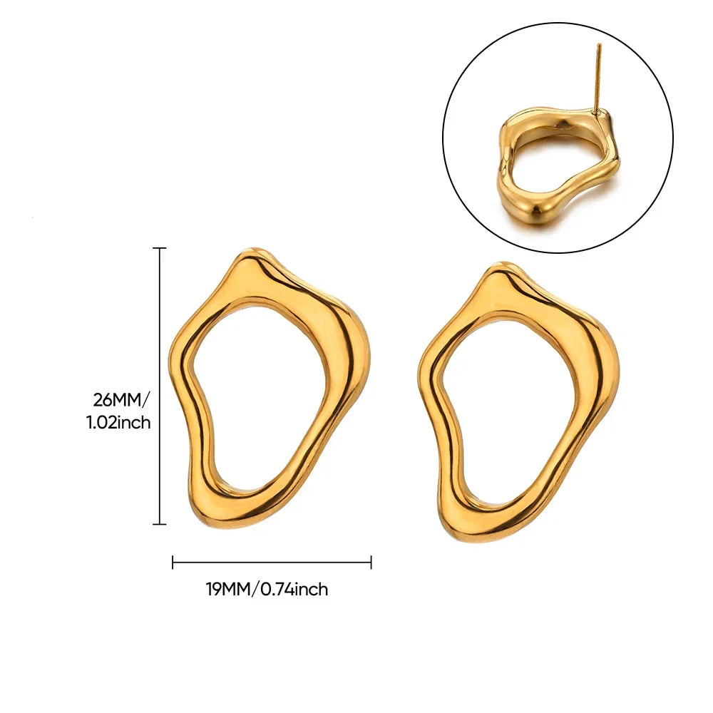 Pendientes de acero inoxidable con flor geométrica para mujer, aretes dulces con forma de girasol, chapados en oro, joyería para perforación de orejas, accesorios de boda, regalos