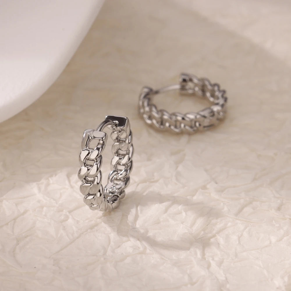 Stainless Steel Chain Earrings For Women Gold Color Geometric Chain Earring Female Fashion Party Wedding Jewelry Gift BFF