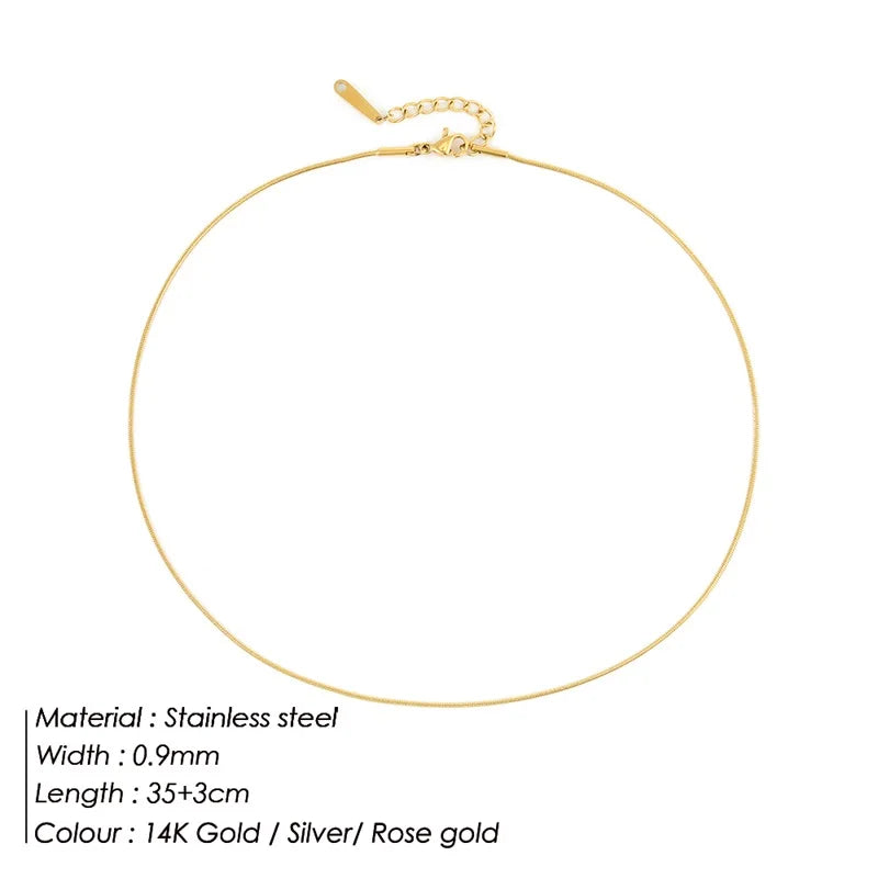 SUNIBI Stainless Steel Necklaces for Women Gold Color Basic Punk Link Chain Necklace Solid Metal Jewelry Wholesale/dropshipping