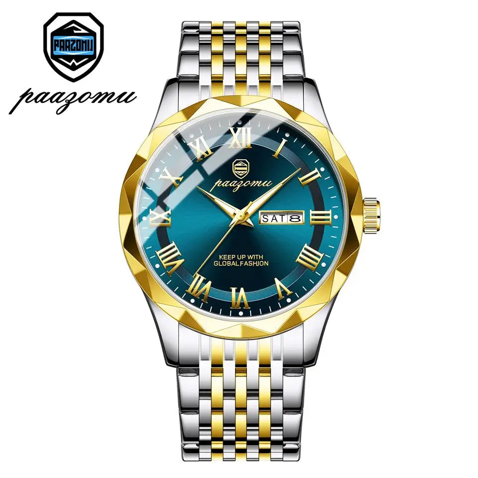 PAAZOMU Top Original Reloj de Hombre Impermeable Luminoso con Fecha Rectangular Reloj de Pulsera para Hombre Malla de Acero Inoxidable Relojes de Cuarzo para Hombre
