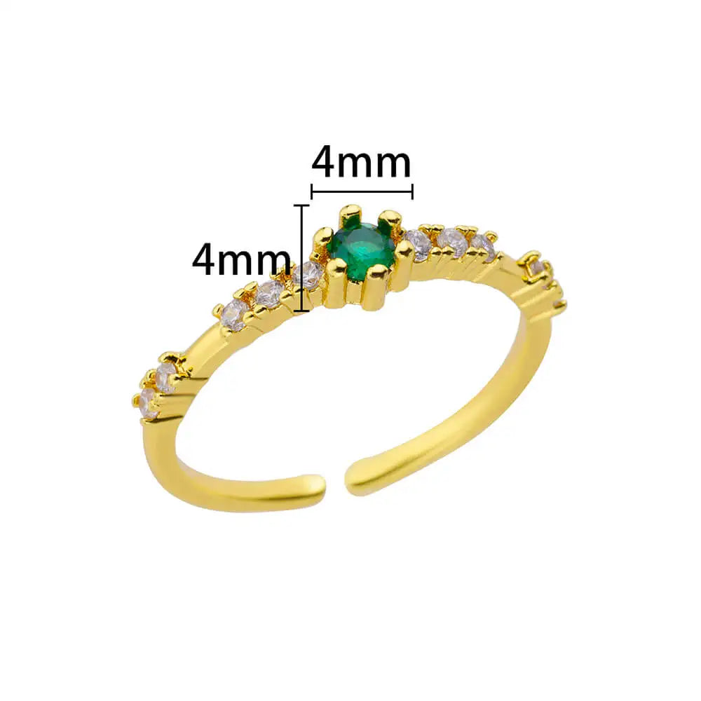 Winzige grüne Zirkon-Rundringe für Frauen, geometrischer Edelstahlring, luxuriöser Hochzeits-Weihnachtsschmuck, Geschenk, kostenloser Versand