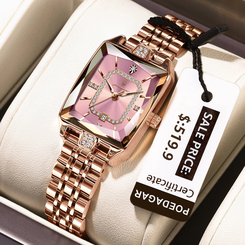 POEDAGAR Luxury Watch For Woman Waterproof Calendar High Quality Ladies Watch Stainless Steel Quartz Women's Watches Elegant+Box
