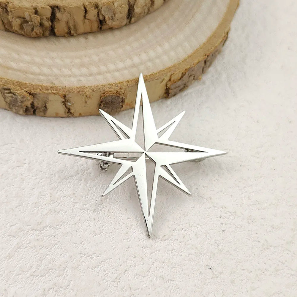 Fashion punk style hollow NATO logo stainless steel gold-plated 18K brooch, black suit accessories, wedding matching set