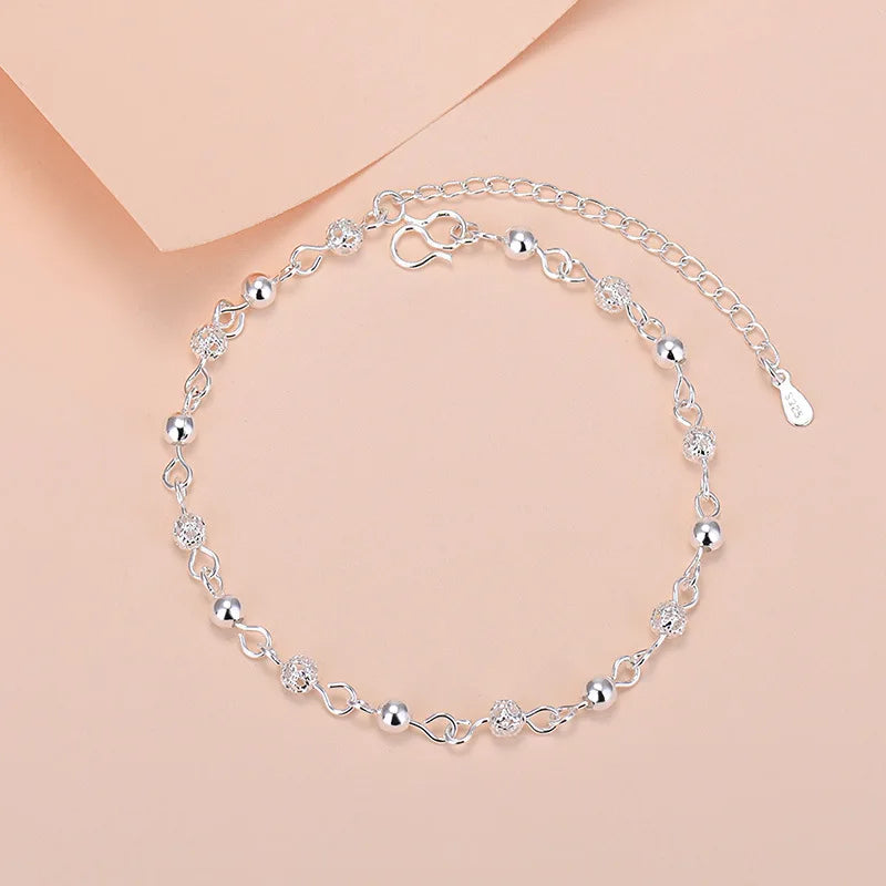 925 Sterling Silber Glücksperlen-Charm-Armbänder für Damen, Paar-Ketten, runde Armreifen, Luxus-Schmuckzubehör, Großhandel