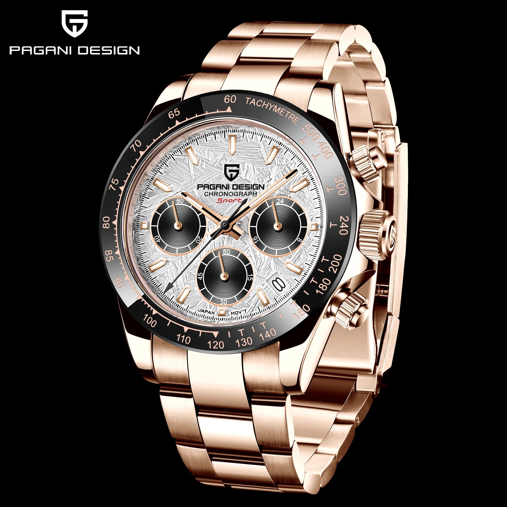 PAGANI DESIGN Nuevo Reloj de Pulsera de Cuarzo para Hombre con Bisel Cerámico, Lujoso Cristal de Zafiro, Cronógrafo, Resistente al Agua 100m, Relojes de Acero Inoxidable para Hombre