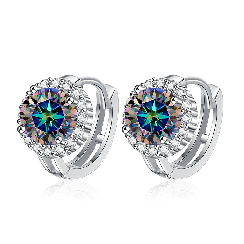 Pendientes NeeTim de Moissanita rosa de 0,5ct 1ct para mujer, Plata S925, Diamantes de laboratorio negros, azules, verdes, grises, arcoíris, Pendientes de boda