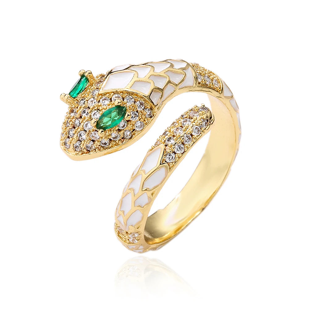 NEWBUY Fashion 6 Farben Emaille Expoxy Schlange Offene Ringe Für Frauen Luxus AAA Zirkonia Pave Fassung Kupfer Schmuck Weiblich