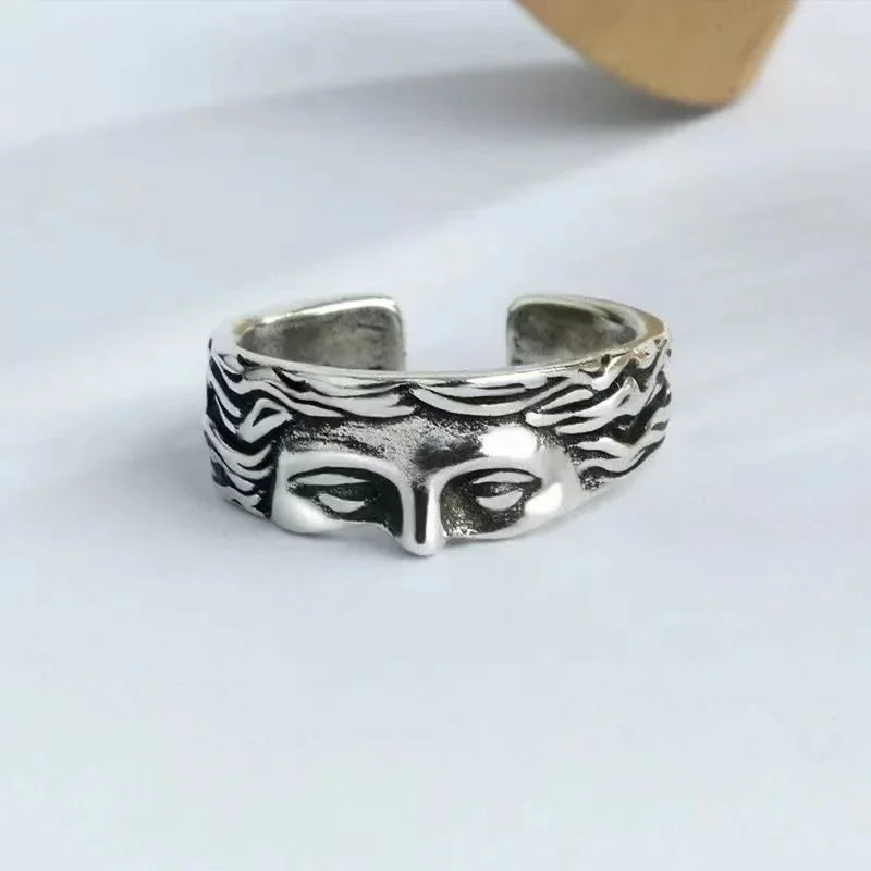LATS Neue kreative mystische Masken-Gesichts-Offene Ringe für Frauen und Männer, Gothic-Stil, Persönlichkeit, Masken-Fingerschmuck, Geschenk, Großhandel