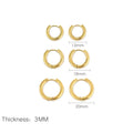 3 Paar Edelstahl Massiv Rundringe Huggies Ohrringe Set für Damen Herren Stapelbar 14K Vergoldete Winzige Ohrknorpel-Creolen