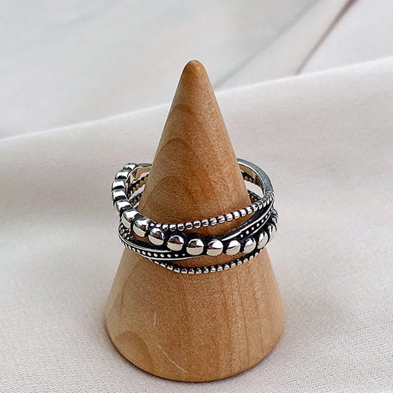 925 Sterlingsilber überlappende Kugelringe für Mädchen Mode Hochzeitsschmuck für Damen Accessoires