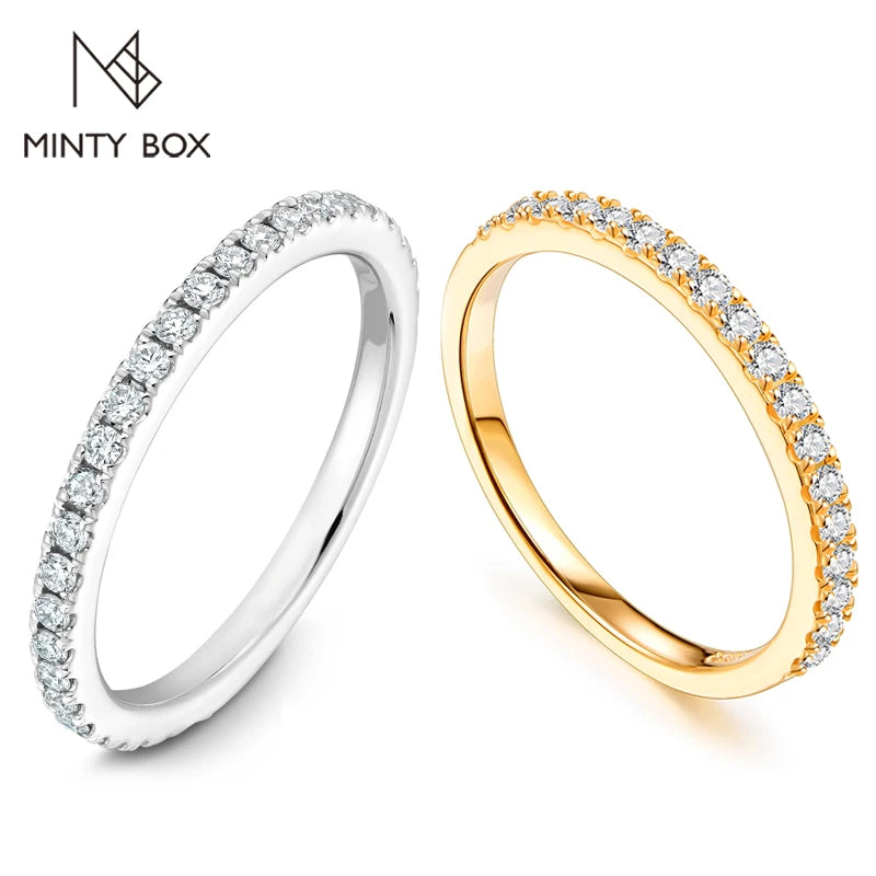 MINTYBOX Anillo de boda de moissanita, plata de ley 925, brillantes de 1,5 mm, anillos de diamante para mujer, todos pasan la prueba, joyería fina