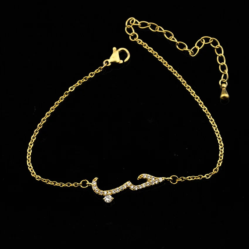 Zirkonia-Armband für Damen und Herren mit arabischer Liebesbotschaft, islamisches Kristall-Freundschaftsarmband, Pulseras Hombre BFF, Schmuck 2025