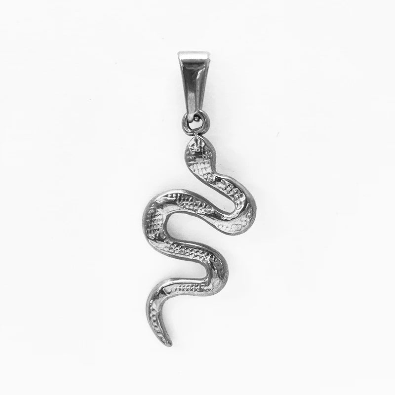 Collar con colgante de serpiente de acero inoxidable - Chapado en oro de 18 quilates, diseño sencillo, dijes de acero inoxidable, joyería de animales para hombres y mujeres