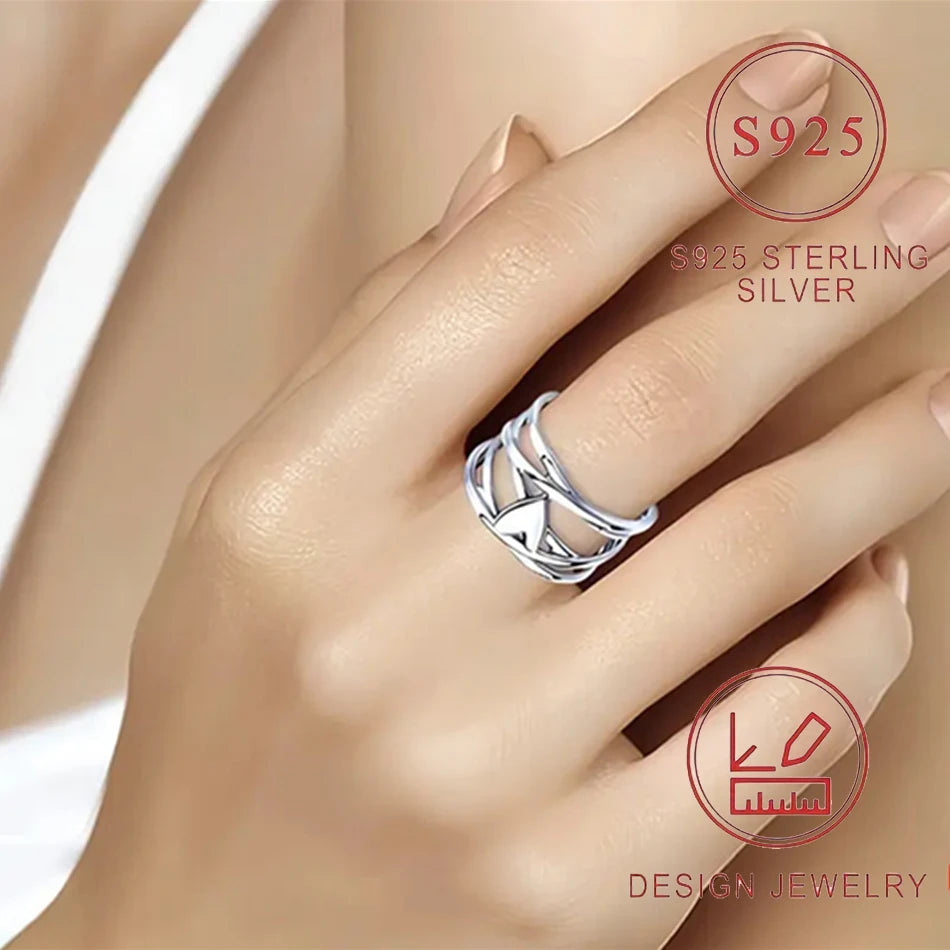 Anillo en forma de corazón de plata de ley 925, estilo chic francés, diseño único, joyería de moda para mujer, perfecto para accesorios de uso diario