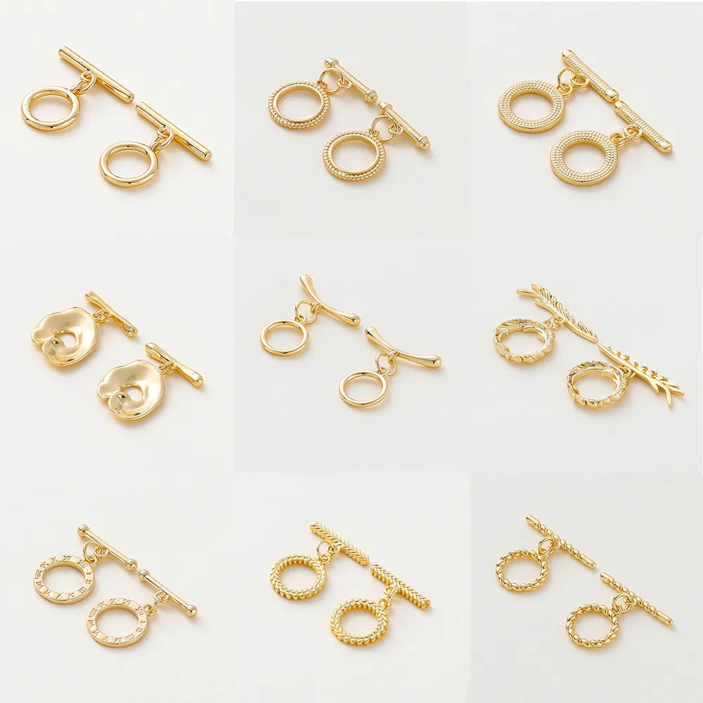 4 Sets 14K/18K Vergoldetes Messing O-Knebelverschluss-Verbinder für DIY Armband Halskette Schmuckherstellung Zubehör
