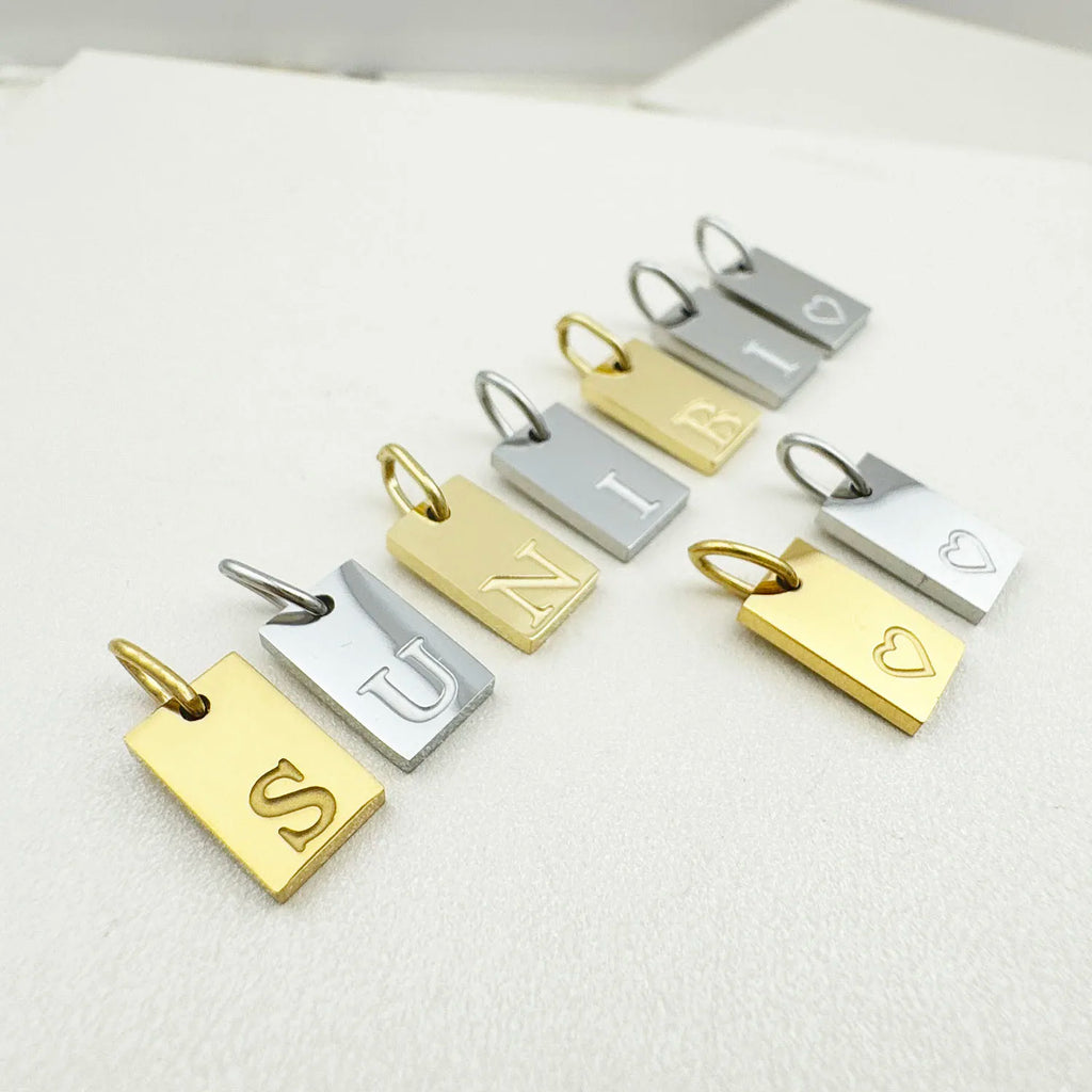 SUNIBI Dije de dije del alfabeto para collares, joyería de acero inoxidable, accesorios de letras grabadas DIY, joyería de moda para mujer