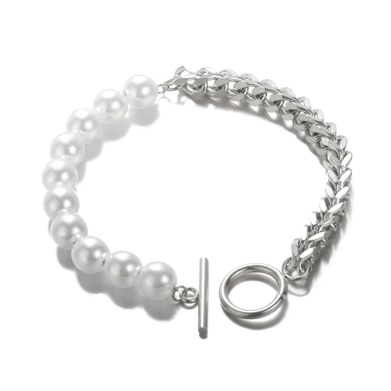 Edelstahl Perlen Runde Schlangenkette Armbänder Für Frauen Gold Farbe Geometrisches Armband Luxus Hochzeit Party Schmuck Geschenk
