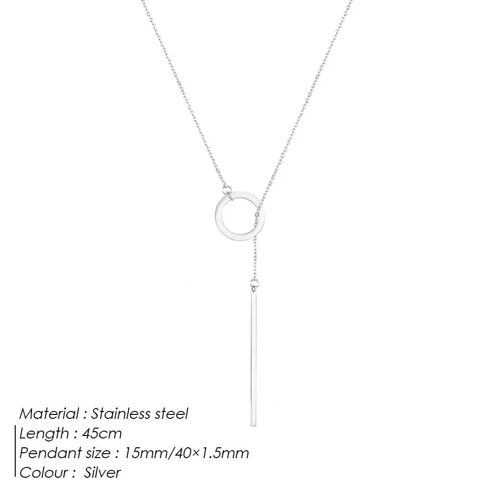 Collar minimalista de barra redonda con colgante para mujer, collar de perlas para clavícula, hojas, cadena larga, joyería de moda, regalo para chica