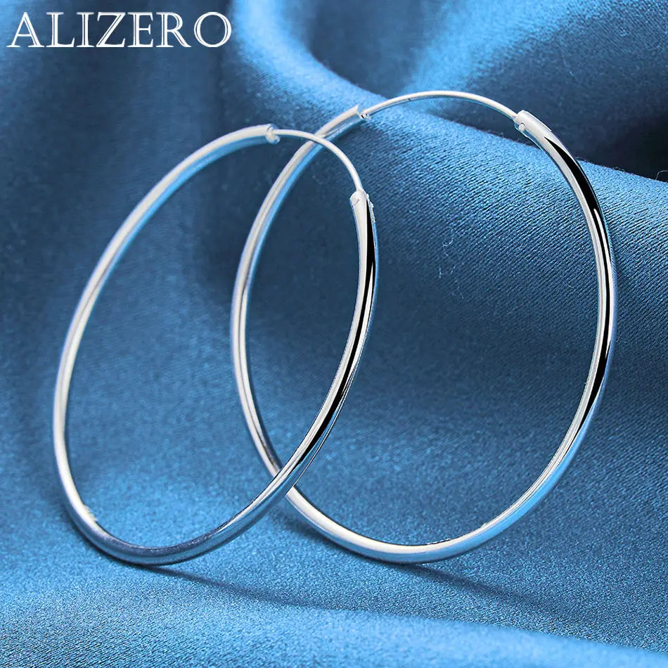 ALIZERO 925 Sterling Silber Ohrringe Einfache runde Kreolen Ohrringe für Frauen Mode Hochzeit Verlobung Charm Schmuck Geschenke