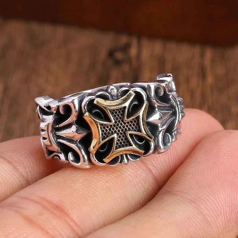 Neuer Punk Großer Kreuzring Verstellbare Größe Mode Herren Personalisiertes Design Schmuck Street Retro Gotik Trend SchmuckZubehör