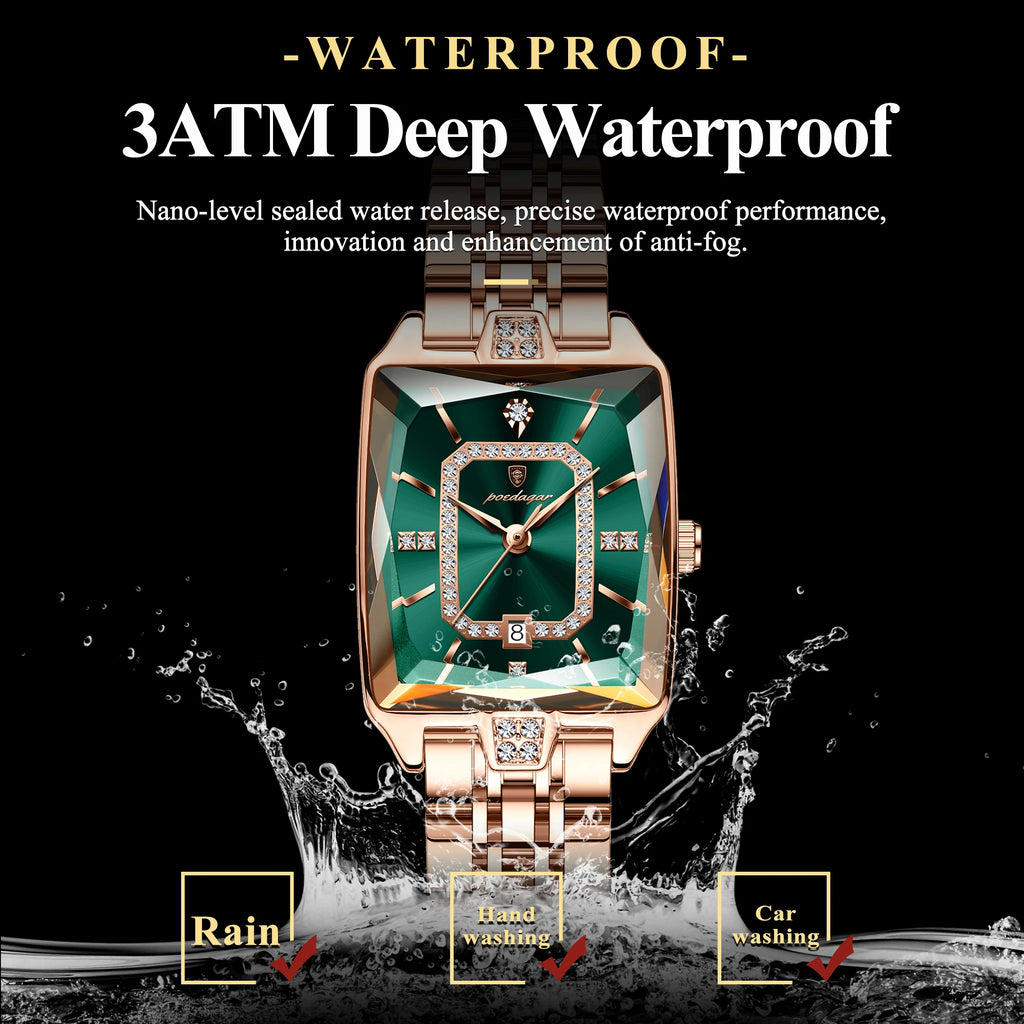 POEDAGAR Marca de Lujo Reloj de Pulsera para Mujer Impermeable Acero Inoxidable Fecha Reloj de Mujer Informal Moda Cuarzo Relojes de Mujer Reloj