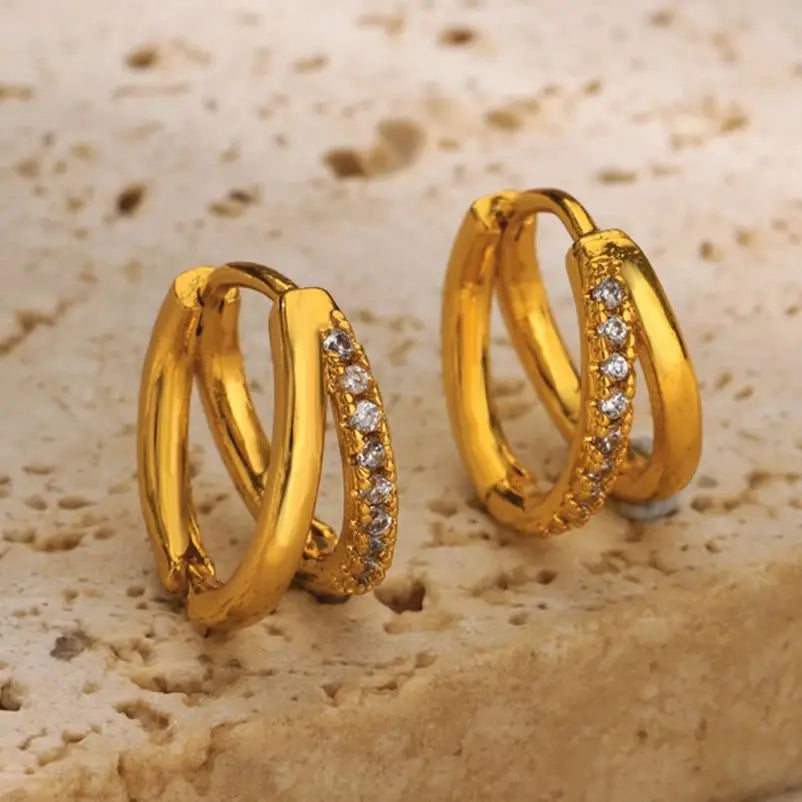 Kreis-Ohrringe aus Edelstahl für Damen, goldfarben, ästhetische Zirkon-Ohrringe, Hochzeit, Weihnachten, Modeschmuck-Accessoires, Geschenk