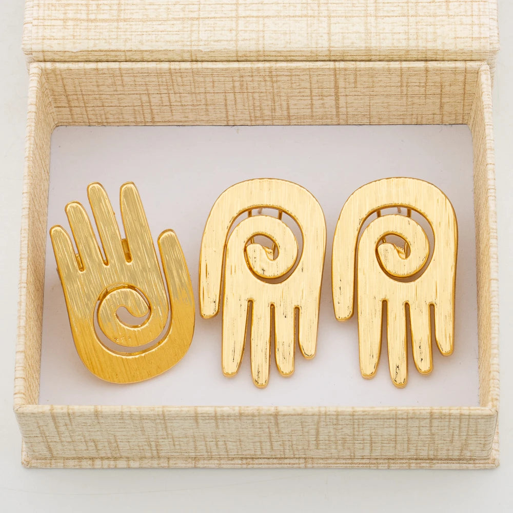 Ohrringe mit Ring Schmuckset für Afrikanische 18k Goldfarbe Clip Ohrringe Fingerring 2tlg. Set mit Geschenkbox Luxus Schmuck Braut