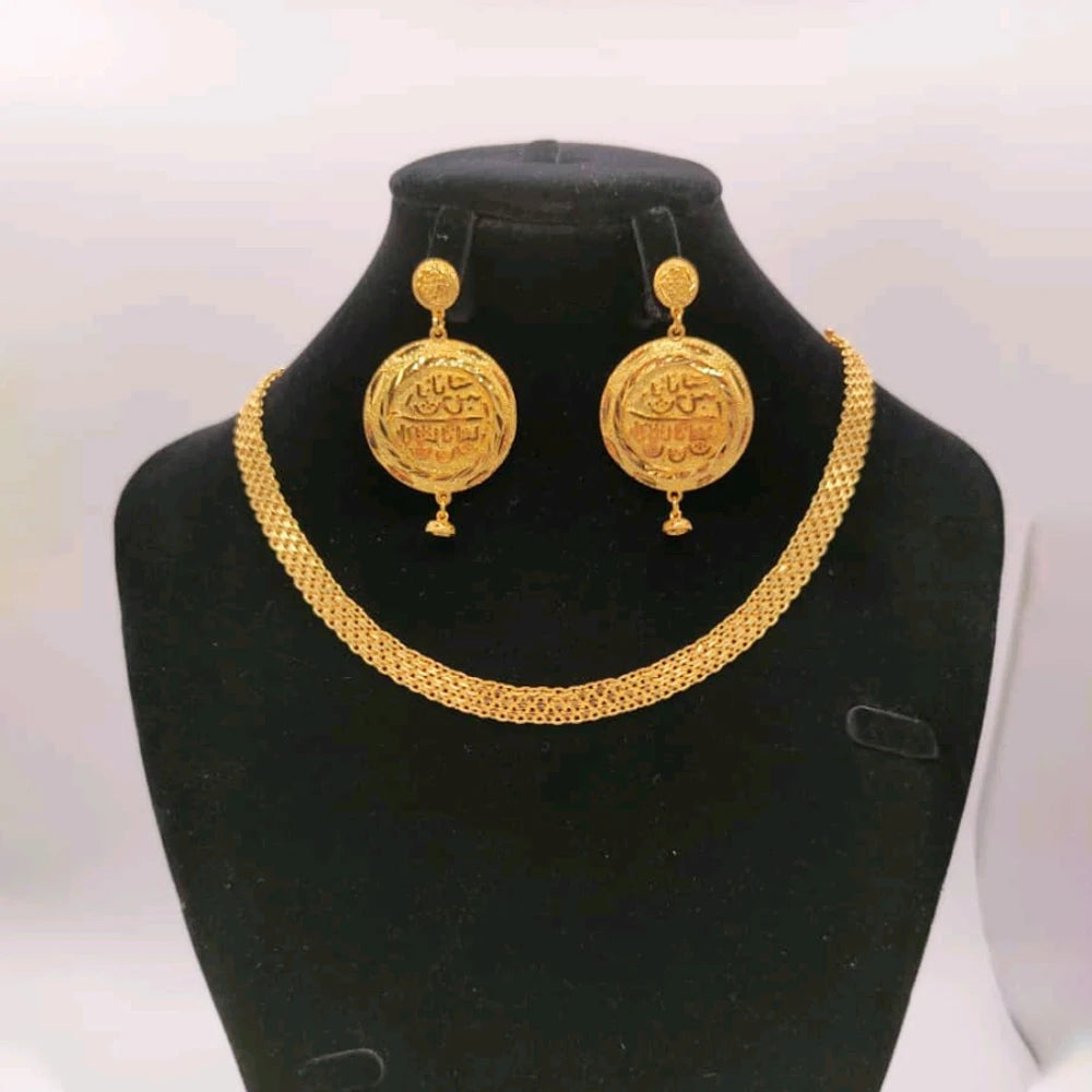 Äthiopien Vergoldete Halskettenkette für Frauen Neues Design Kühne Ohrringe 18k Goldfarbe Dame Elegante Abendparty Schmuck Geschenk