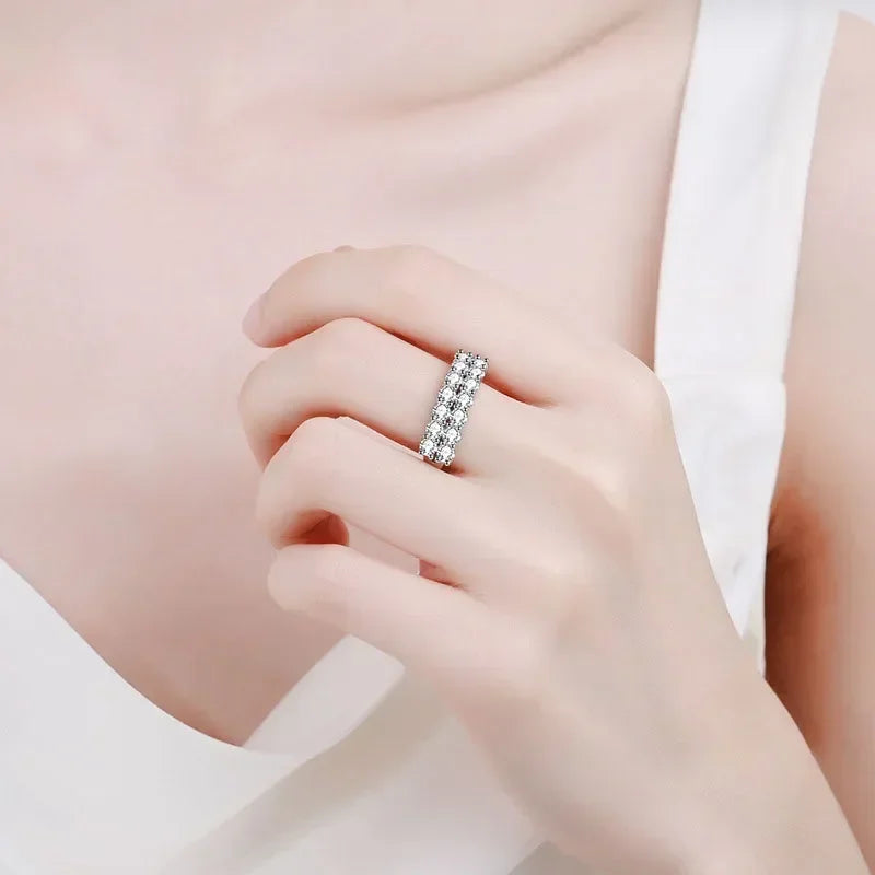 NeeTim Anillos de moissanita 1.4CT para mujer, banda de boda de diamante brillante, plata de ley 925 con chapado en oro blanco, joyería