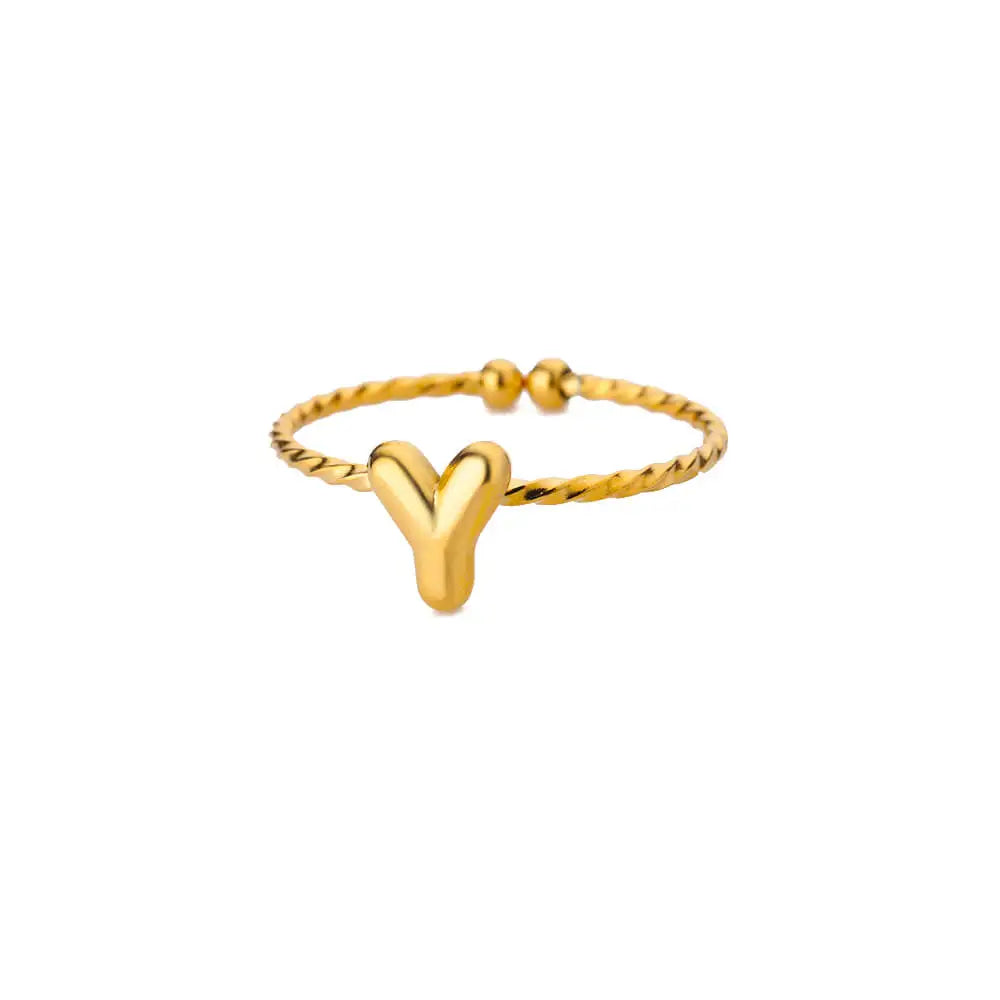 Süße klobige Initialenringe für Frauen, goldfarbener Edelstahl A-Z Buchstaben verstellbarer Ring, ästhetischer Hochzeitsschmuck, Geschenk