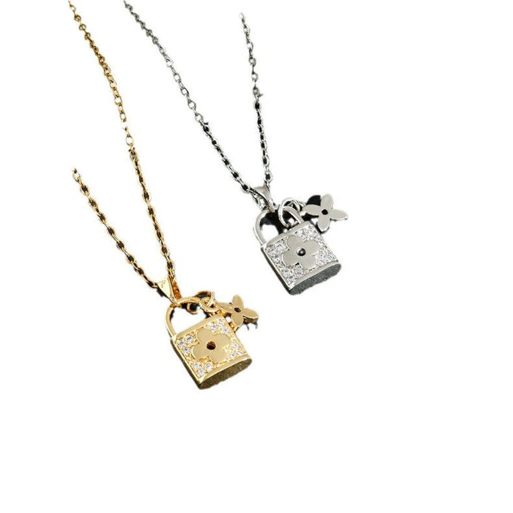 Cadena de clavícula de moda, accesorios que no se destiñen, collar de mujer de acero de titanio, engastado con diamantes