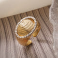 NEWBUY Luxuriöser AAA Zirkonia Pflaster-Setting Kupfer Hochzeitsschmuck Filigrane geometrische offene Ringe für elegante Frauen