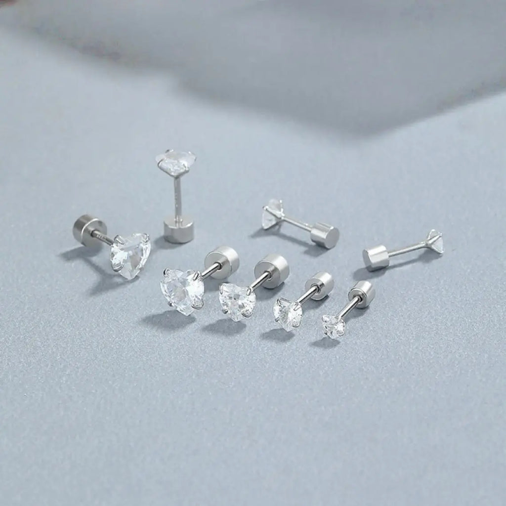 S925 Silber Liebes-Zirkon-Ohrringe für Damen, modisch und schlicht, Ins-Stil, herzförmige Ohrringe, Persönlichkeit und Temperament
