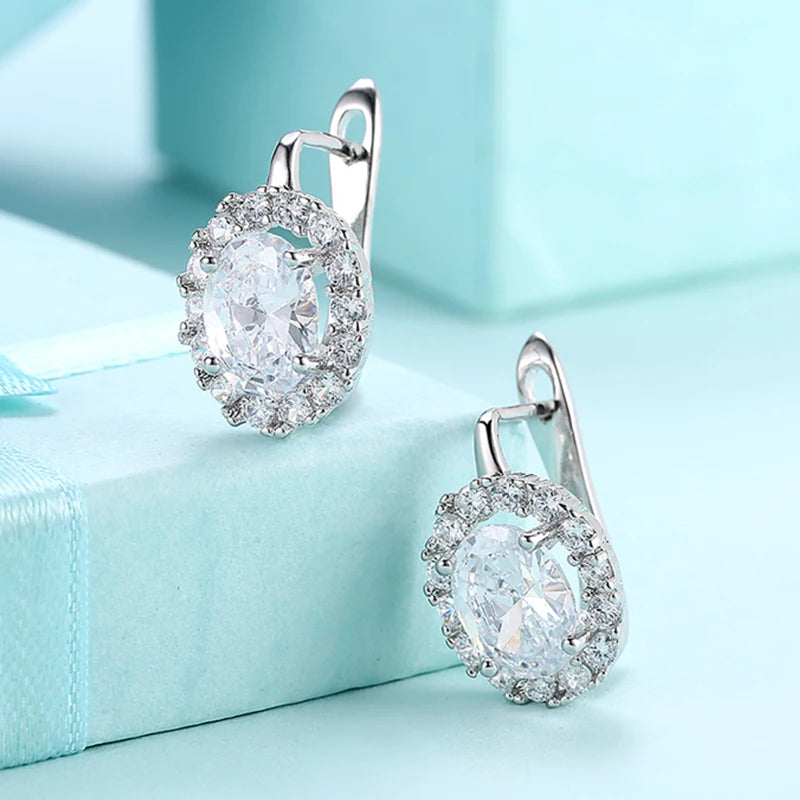 925 Silber Grün/Weiß Zirkon Tropfenohrring für Frauen Hochzeitsschmuck